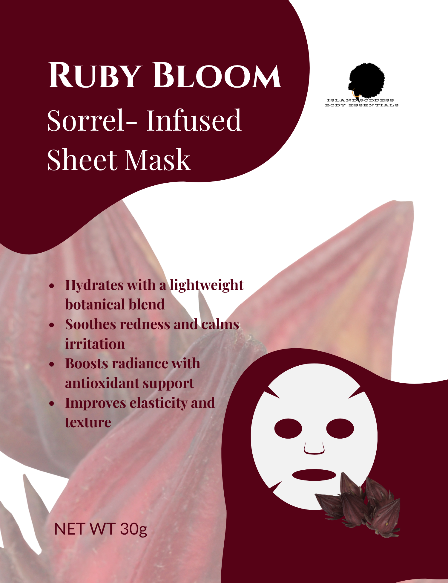 🌺 RUBY BLOOM Sorrel Infused Sheet Mask