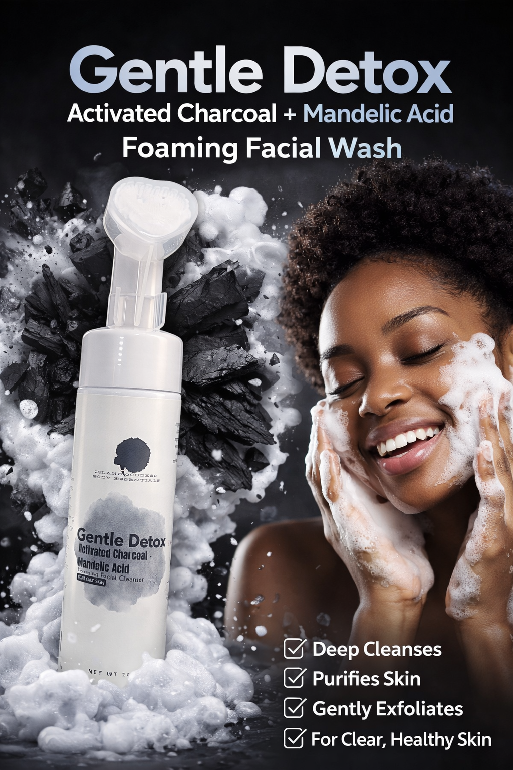Gentle Detox Activated Charcoal+ Mandelic Acid Foaming Facial Wash