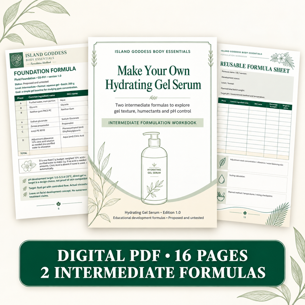 Hydrating Gel Serum Making Workbook | Intermediate Digital PDF