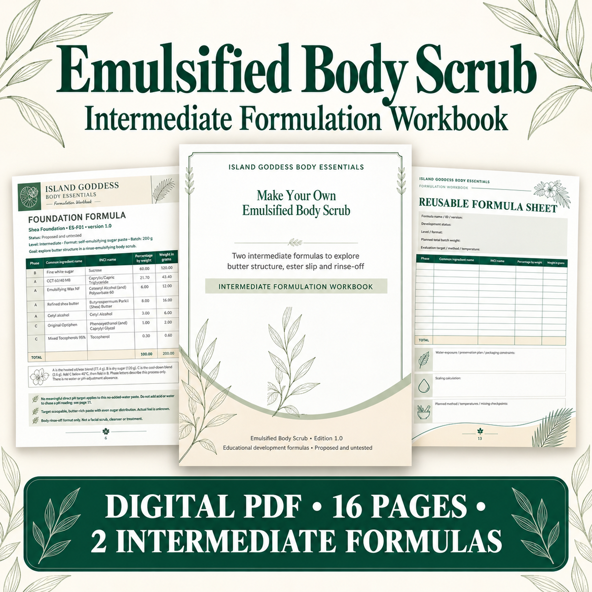 Emulsified Body Scrub Making Workbook | Intermediate PDF Guide