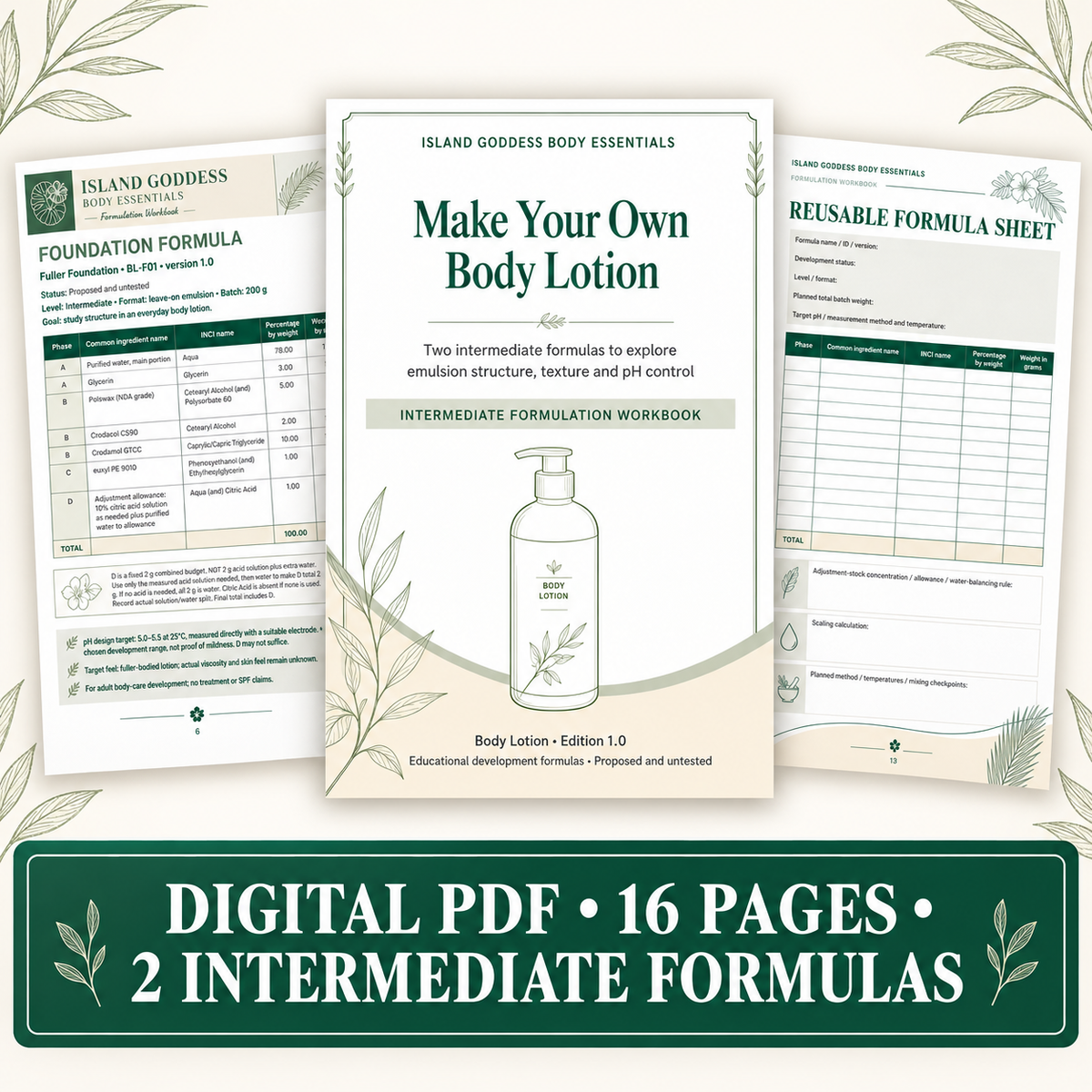 Body Lotion Formulation Workbook | Intermediate Digital PDF