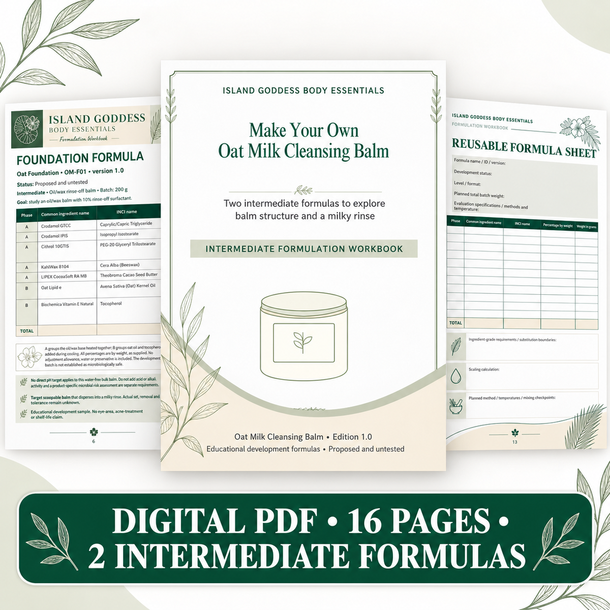 Oat Milk Cleansing Balm Making Workbook | Intermediate Digital PDF