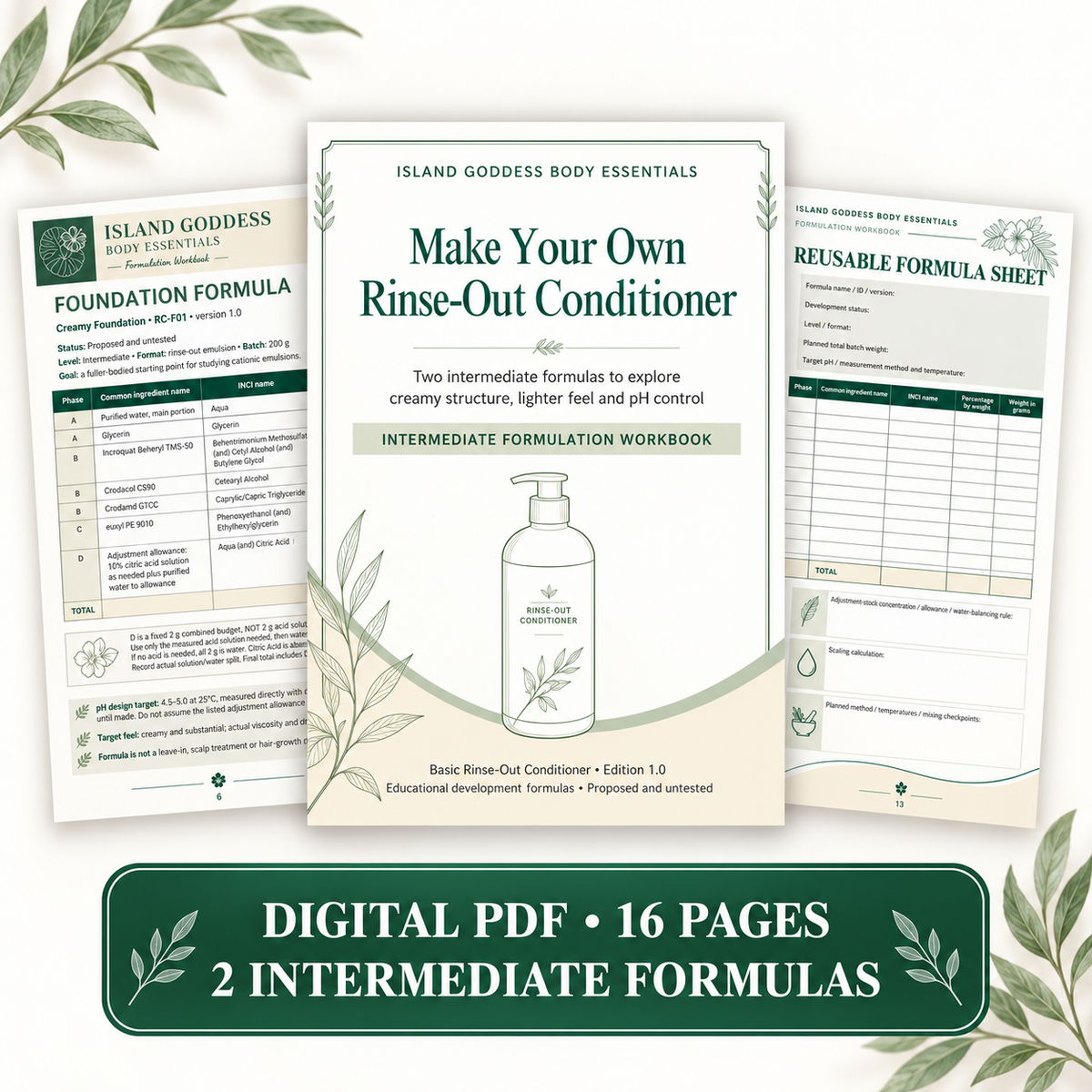 Rinse-Out Conditioner Making Workbook | Intermediate Digital PDF