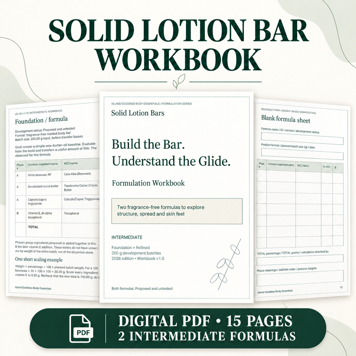 Solid Lotion Bar Making Workbook PDF: Build the Bar, Understand the Glide (Intermediate)
