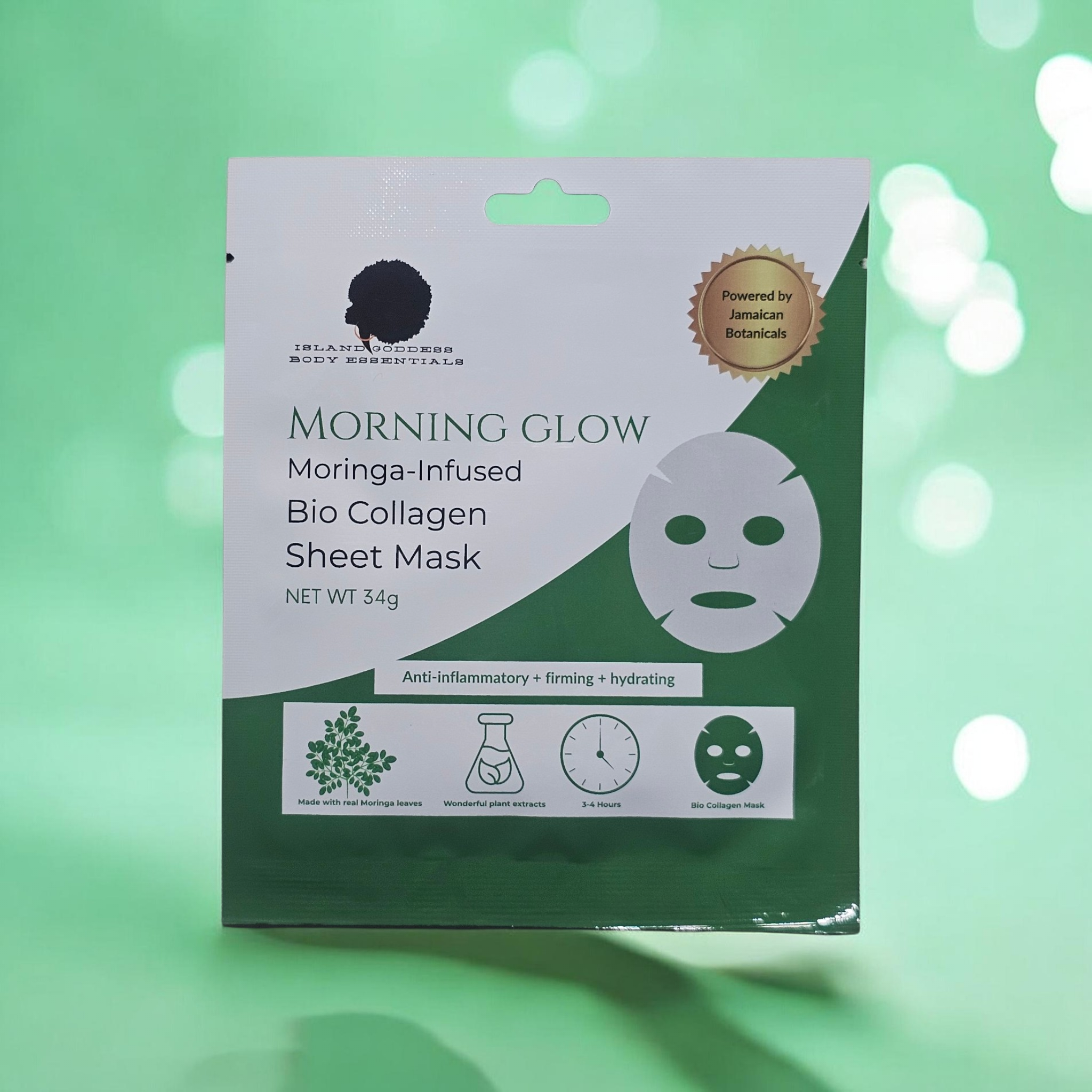 🌿 MORNING GLOW Moringa Infused Bio Collagen Sheet Mask