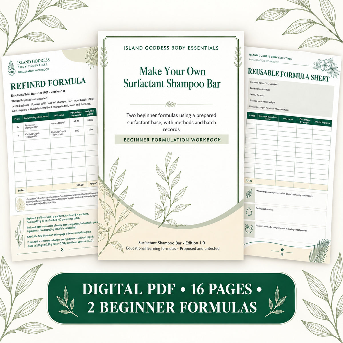 Surfactant Shampoo Bar Workbook for Beginners | Make Your Own (PDF)